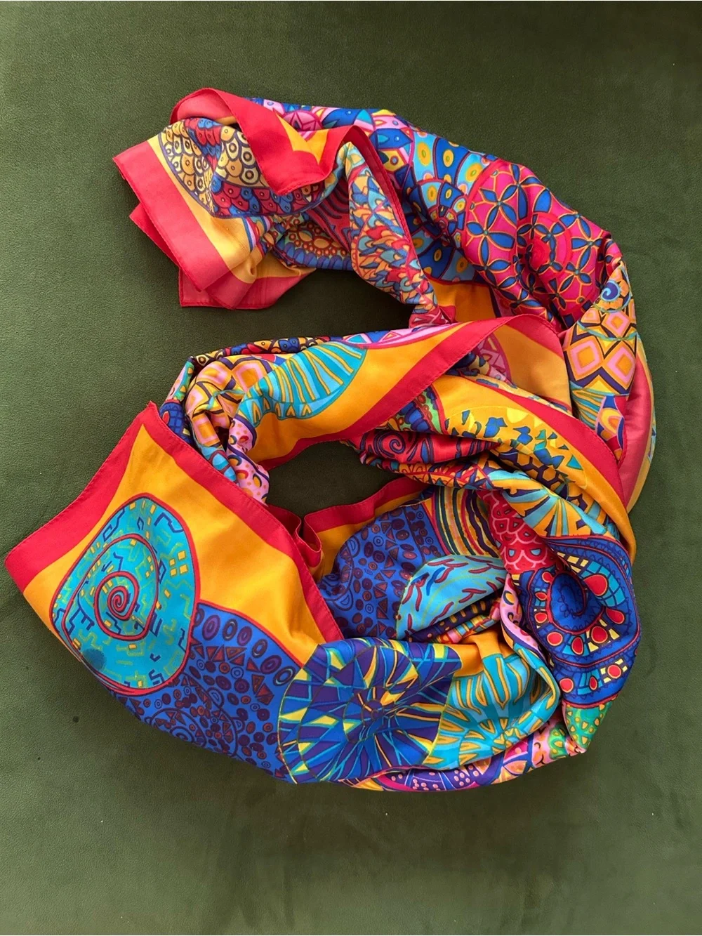 Vibrant Multicolor Women's 100% Silk Scarf/Wrap - Bold Print